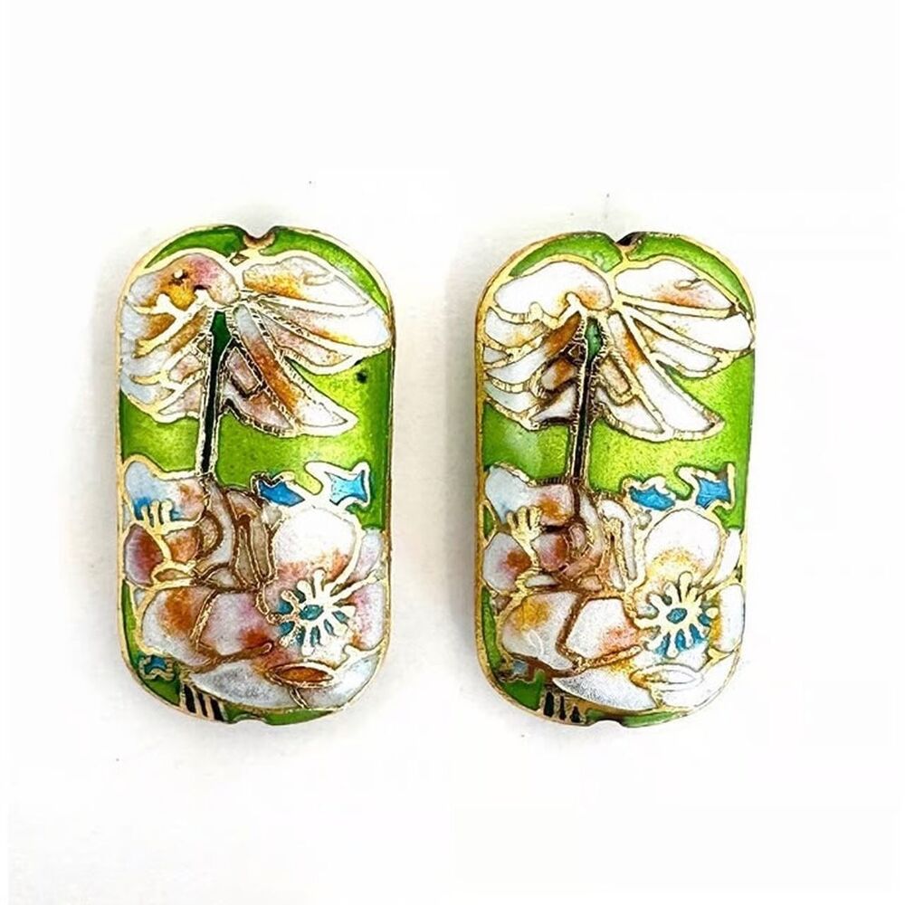 2pcs Bead for Jewelry #21059 Vintage Cloisonné Beads